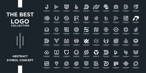 Mega logos collection, Abstract letter design concept for branding. Future shape logo usable for business, corporate and technology.