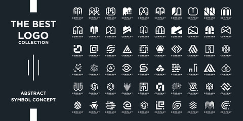 Mega logos collection, Abstract letter design concept for branding. Future shape logo usable for business, corporate and technology.