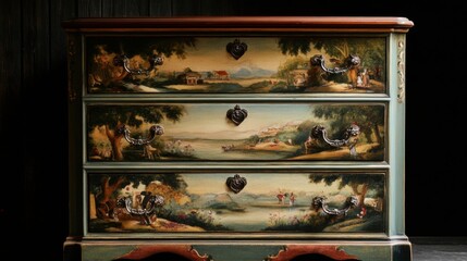 European hand-painted chest of drawers
