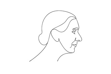 Elegant woman profile continuous line art portrait minimalist design illustration