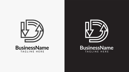 Modern logo design with letter d and arrow icon bar candlestick for trading, investment, finance, statistic, accounting or marketing business