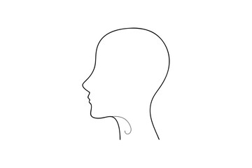 Simple minimalist human head profile outline black and white illustration design