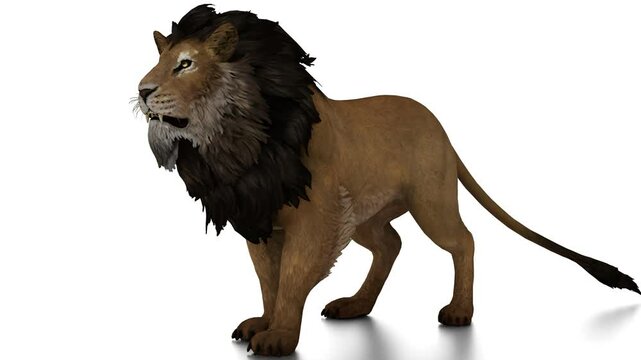lion on white background animation