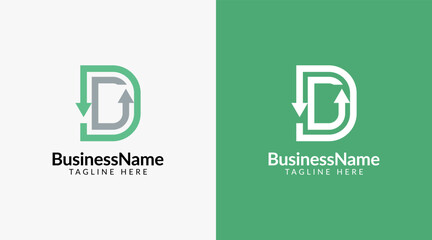 Obraz premium Modern logo design with letter d and arrow icon bar candlestick for trading, investment, finance, statistic, accounting or marketing business