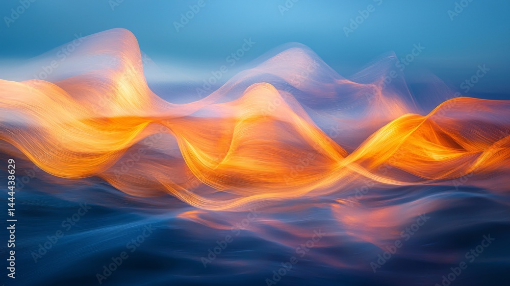 Poster enigmatic blur of mountain landscape captured in abstract art with expressive strokes and twilight g