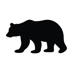 Silhouette of a large bear walking on a plain white background