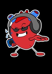 Cute heart sticker listening music