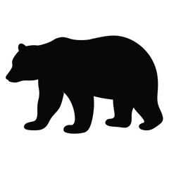 Silhouette of a large bear walking on a plain white background