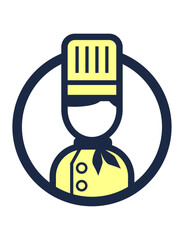 料理人コックのシンプルな丸いカラーイラストアイコン