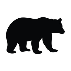 Silhouette of a large bear walking gracefully on a white background
