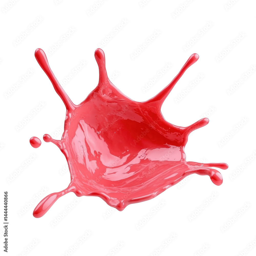 Poster bright pink paint splash with dynamic motion effect and high gloss surface, liquid abstract art on a