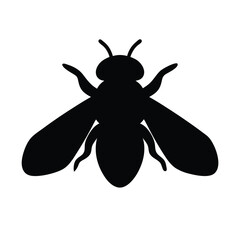 Stylized silhouette of a bee with rounded wings and prominent antennae