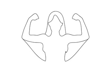Empowered woman minimalist outline illustration strength and confidence on a white background