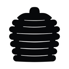 Stylized Beehive Silhouette with Horizontal Lines on White Background Illustration