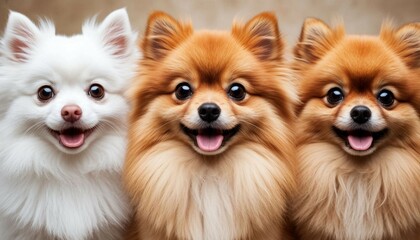 Obraz premium Three little funny red and white dogs