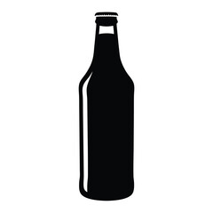 Silhouette of a beer bottle with a cap on a white background