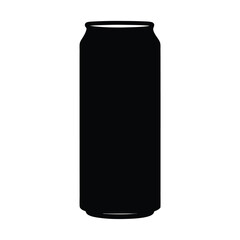 Simple black silhouette drawing of a tall aluminum can for drinks