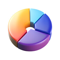 3d pie chart rendered on background representing data segments and market share visualization