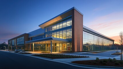 Obraz premium Modern office building at dusk