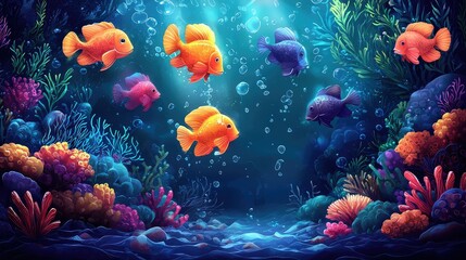 Vibrant underwater scene with colorful fish and coral reefs (2)