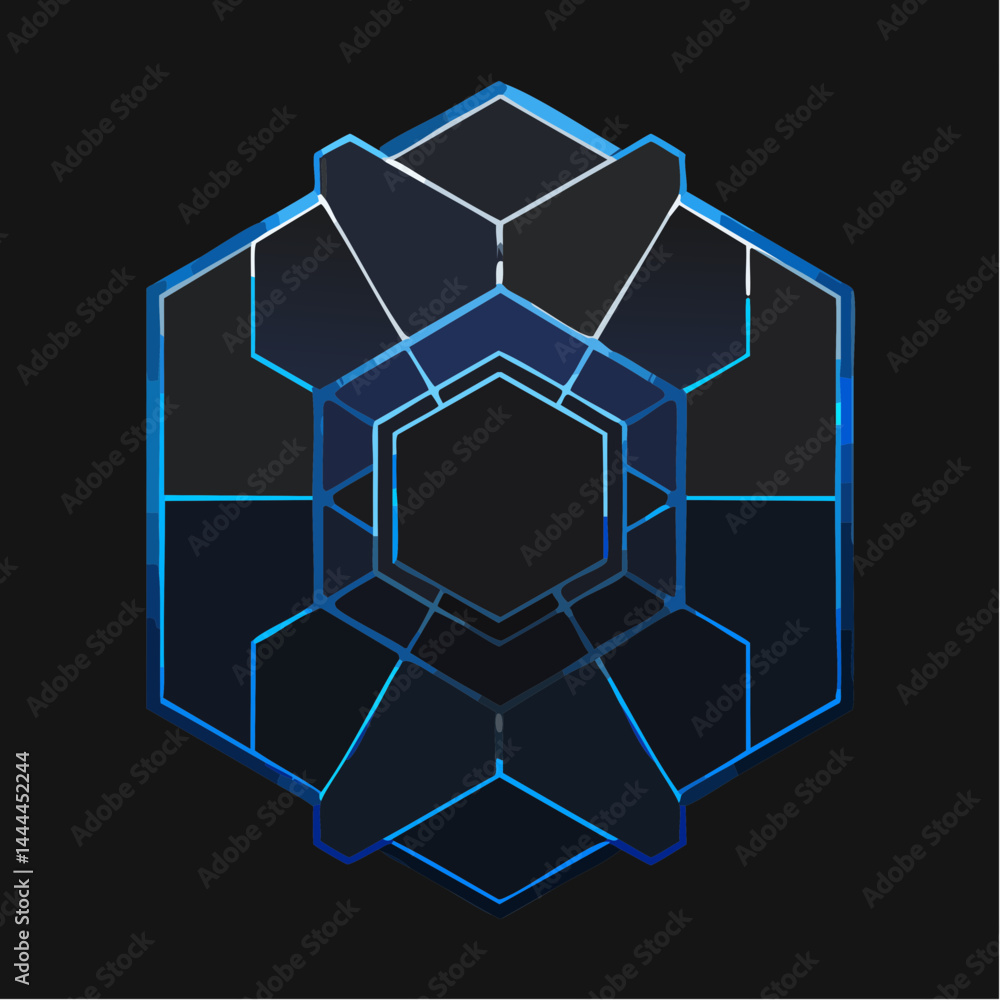 Poster abstract blue hexagonal geometric pattern design