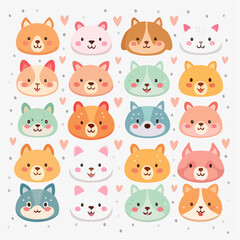 Adorable Cartoon Creatures Colorful Pixel Art Illustration