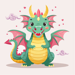 Obraz premium Charming Baby Dragon Illustration