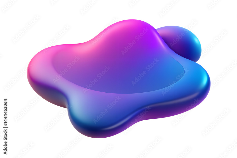 Poster Abstract gradient blob with smooth edges and 3d render on a background
