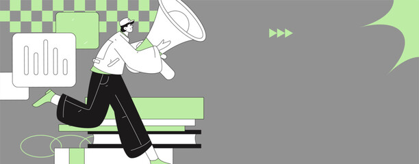 Notification announcement vector creative flat hand drawn illustration
