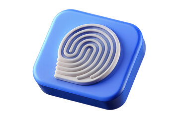 Fingerprint icon on blue square platform biometric identification digital security concept artistic render