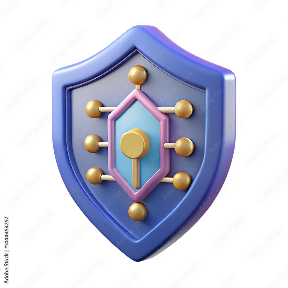 Aufkleber internet security shield protection with connected nodes for cybersecurity and digital protection on
