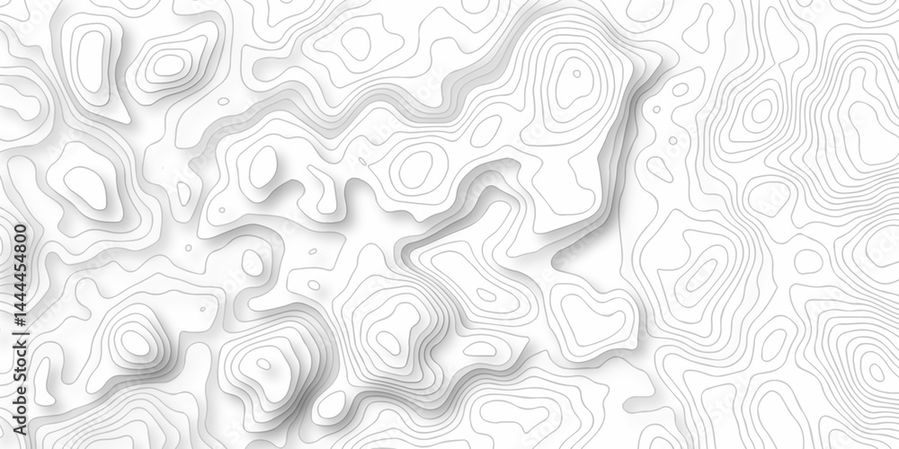 Aufkleber abstract curve grid map and topo contour map on white background, topographic contour lines. seamles