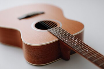 minimalistic image of acoustic guitar strings visible placed against plain white background