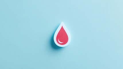 minimalistic image showcasing clean bright background with symbolic blood drop icon at center