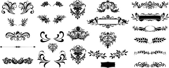 Elegant calligraphic ornaments, vintage styled art vector format