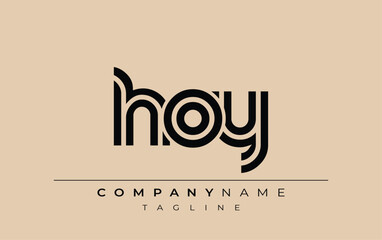 HOY Creative Unique Modern Letter Logo Design. Stylized logo featuring a unique letter design, presenting abstract minimalist aesthetics and modern appeal.