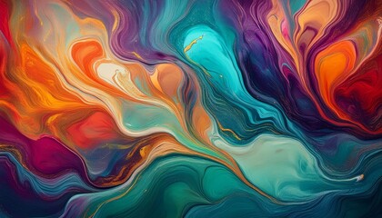 Obraz premium Abstract fluid art acrylic paint pour medium background wallpaper backdrop