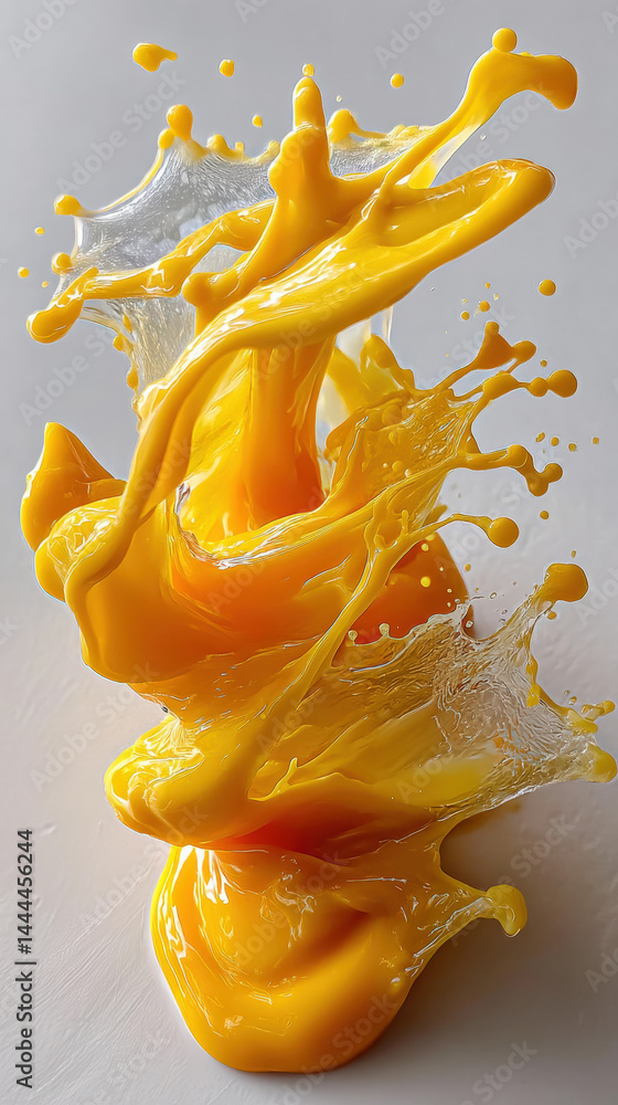 Poster dynamic splash of vibrant liquid : a captivating studio shot of a dynamic splash, with mesmerizing p