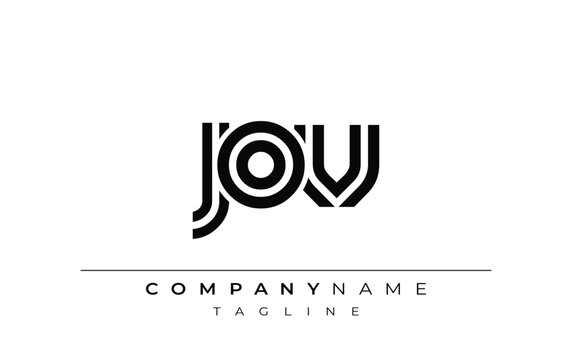 JOV Creative Unique Modern Letter Logo Design. Stylized logo featuring a unique letter design, presenting abstract minimalist aesthetics and modern appeal.