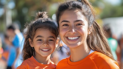 A family participating in a charity run event together