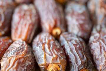 Macro view of date fruit layer with selective focus