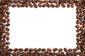 coffee beans frame border isolated on white or transparent png
