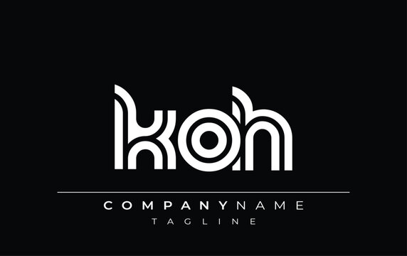 KOH Creative Unique Modern Letter Logo Design. Stylized logo featuring a unique letter design, presenting abstract minimalist aesthetics and modern appeal.