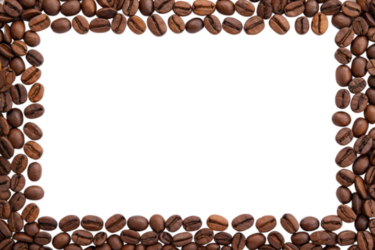 coffee beans frame border isolated on white or transparent png
