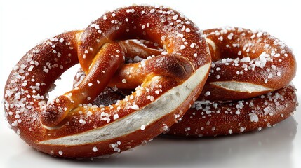 Stacked Pretzels with Sprinkled Salt Ready for Snacking or Pairing