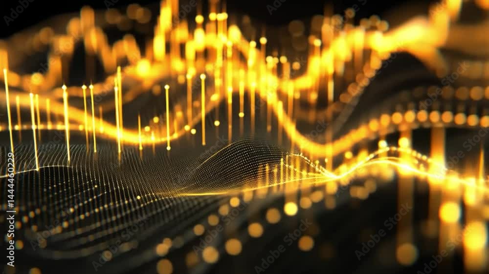 Aufkleber abstract visualization of sound waves represented in a golden color palette