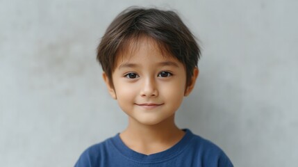 minimalistic portrait of smiling child in casual clothes with blurred background perfect for global day of parents