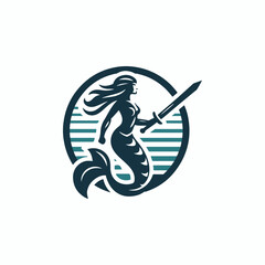Warrior mermaid logo