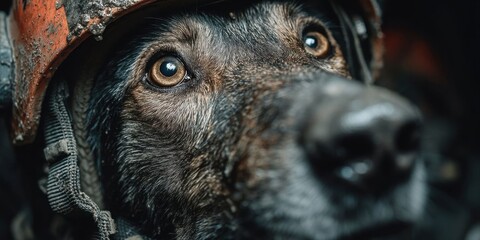 Brave Military Dog in Tactical Gear