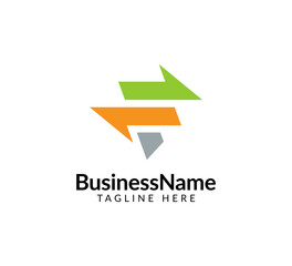 Modern logo mark with letter f and arrow icon bar candlestick for trading, investment, finance, statistic, accounting or marketing business